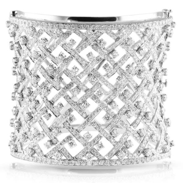 Diamond Kite Cuff Bangle Bracelet 1/2 ct tw Round & Baguette-cut 10K White  Gold | Kay