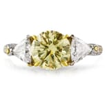 1.81 ct Fancy Yellow Round Diamond Platinum and Gold Engagement Ring