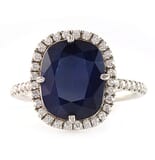 4.20 ct Sapphire and Diamond Black Rhodium Platinum Engagement Ring