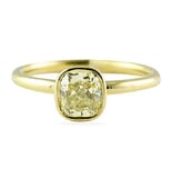 1.00 ct Cushion Cut Yellow Diamond 18K Gold Engagement Ring