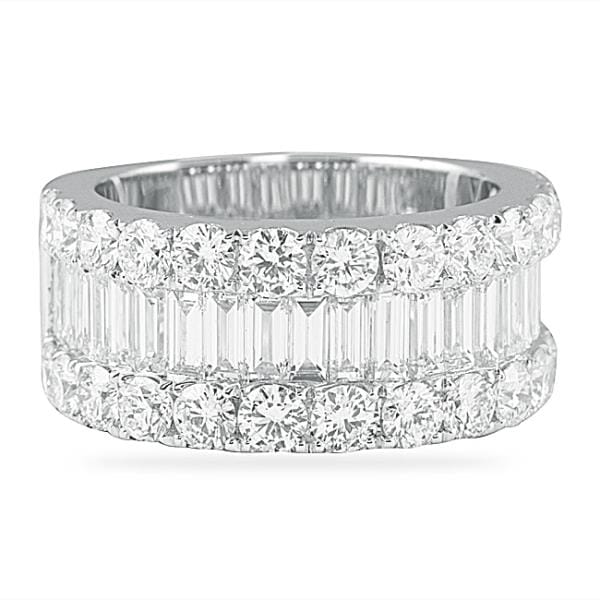 3.75 CT ROUND AND BAGUETTE DIAMOND WIDE WEDDING BAND | Lauren B Jewelry