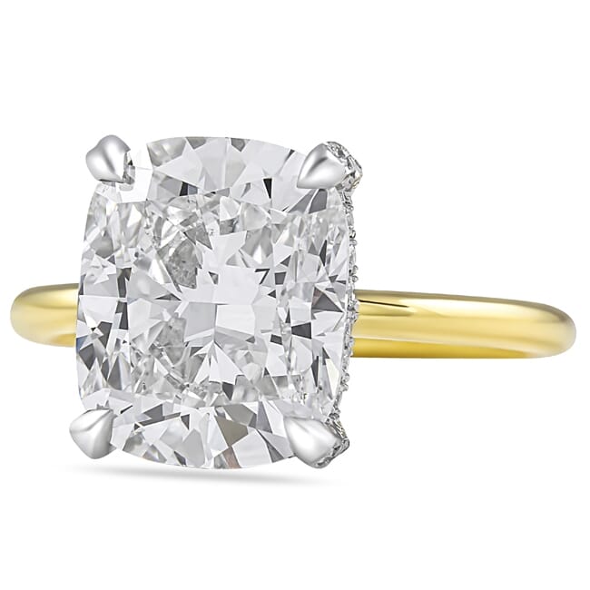 3.02 Carat Antique Cushion Lab Diamond Solitaire Engagement Ring | White Gold | by Lauren B Jewelry