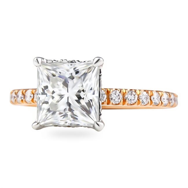 Princess Cut Moissanite Two-Tone Engagement Ring | Lauren B Jewelry