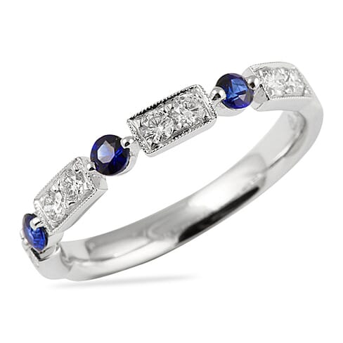 Dazzlingrock Collection 10K White Gold Round Gemstone Eternity Sizeable Stackable Wedding Band 