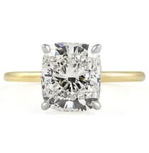 3.02 Carat Cushion Cut Diamond Signature Wrap Solitaire Ring two-tone yellow gold white gold