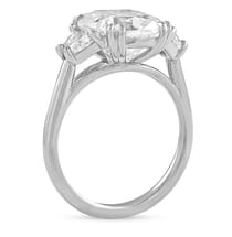 Cushion Cut Moissanite Three-Stone Engagement Ring white gold front view