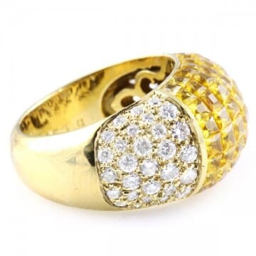 SAPPHIRE AND DIAMOND 18K YELLOW GOLD RING