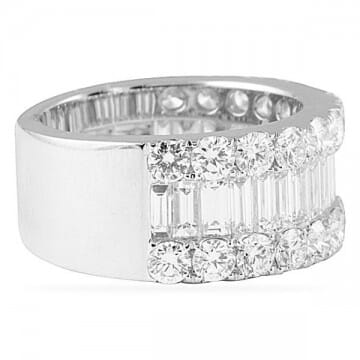 Details about   5ct Baguette Round Cut Diamond Wide Trendy Wedding Ring Band 14k White Gold Over 