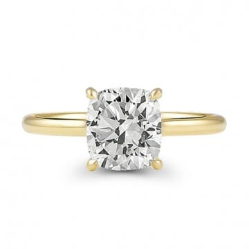 2.05 carat Cushion Diamond Yellow Gold Solitaire Ring front