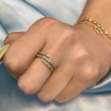 Triple Coil Baguette Diamond Ring YG
