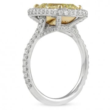 2.88 carat Yellow Emerald Cut Diamond Halo Engagement Ring