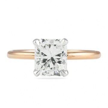 CUSTOM TWO-TONE RADIANT CUT SOLITAIRE ENGAGEMENT RING