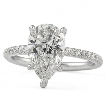 Pear Shape Lab Diamond Pave Engagement Ring top