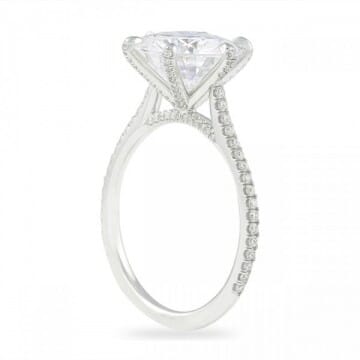 Round Moissanite Six-Prong Super Slim Band Ring front view