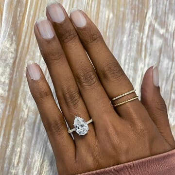 3.23 carat Pear Shape Diamond Signature Wrap Engagement Ring flatlay