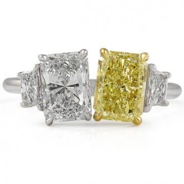 Radiant Cut Diamond Duo Design with Side-Stones front view