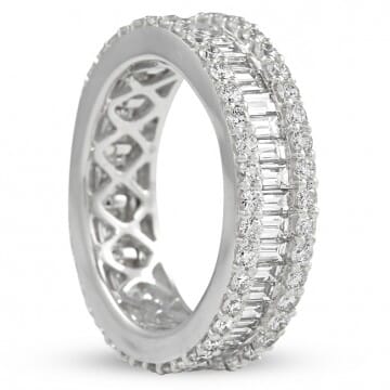 round and baguette cut diamond eternity band