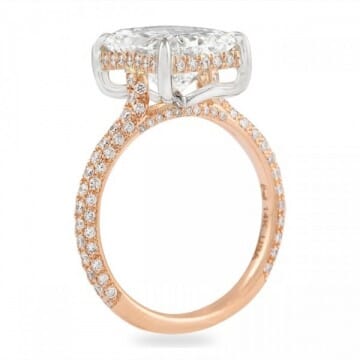 4 carat radiant cut diamond rose gold ring