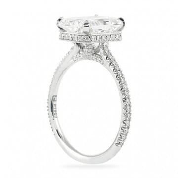 ELONGATED RADIANT CUT DIAMOND MICROPAVE ENGAGEMENT RING