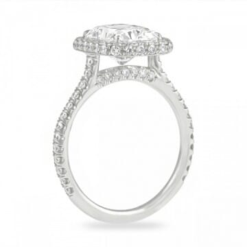 2.5 carat radiant cut diamond halo ring flat