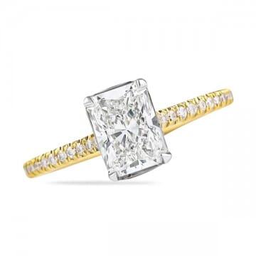 1.30ct Radiant Cut Diamond Two-Tone Cathedral Ring