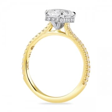 1.30ct Radiant Cut Diamond Two-Tone Cathedral Ring
