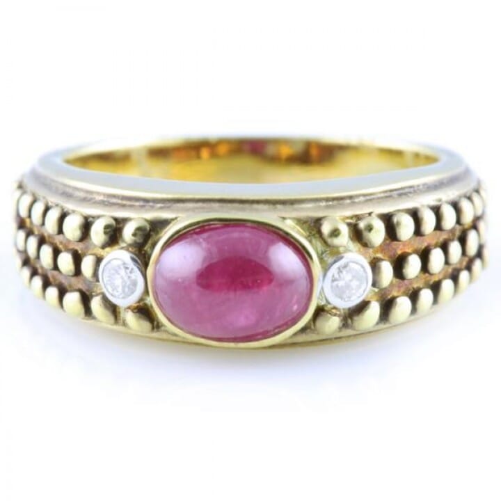 RUBY AND DIAMOND 18K YELLOW GOLD RING
