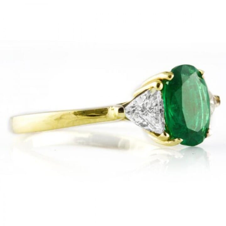 Emerald and Diamond 18K Yellow Gold Engagement Ring