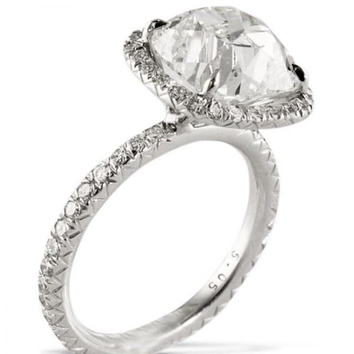 5.05 carat Antique Cushion Diamond Halo Engagement Ring