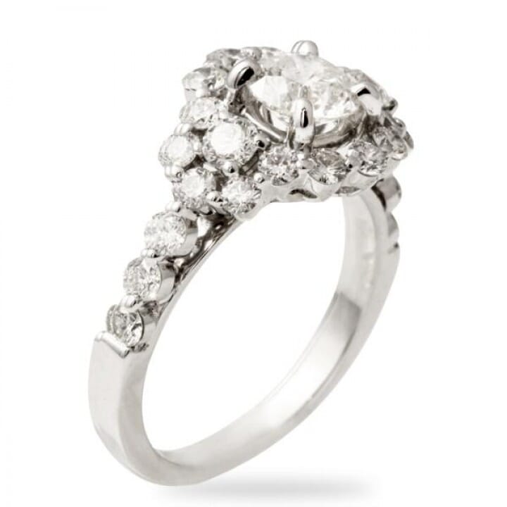 1.05 ct Round Diamond 18K White Gold Engagement Ring