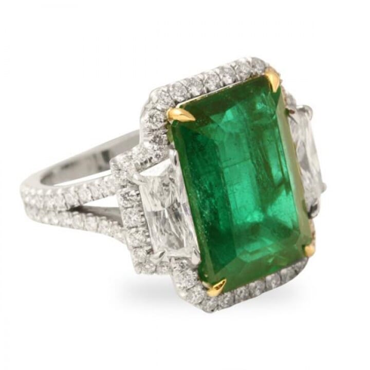 11.75 carat Emerald and Diamond Platinum Ring