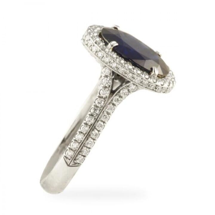 Sapphire and Diamond Platinum Engagement Ring