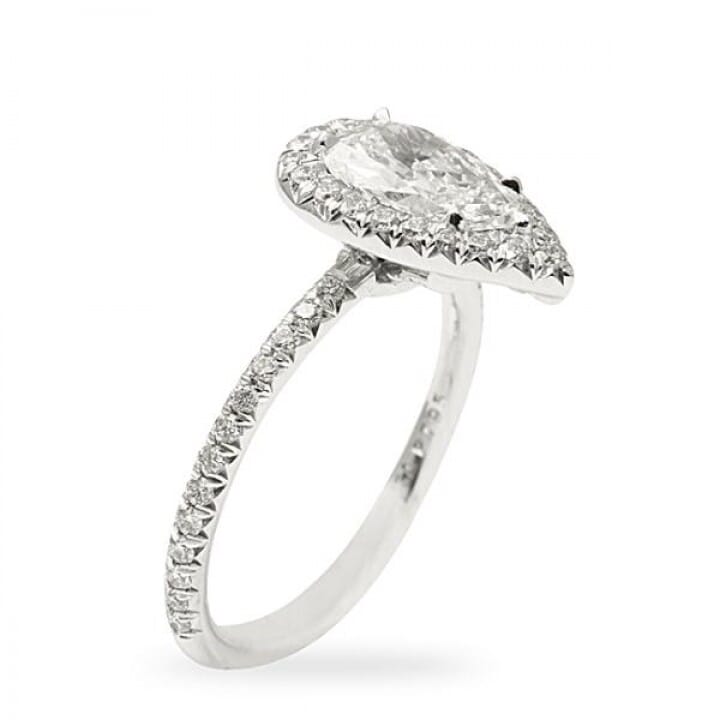 PEAR SHAPE MICRO PAVE HALO ENGAGEMENT RING