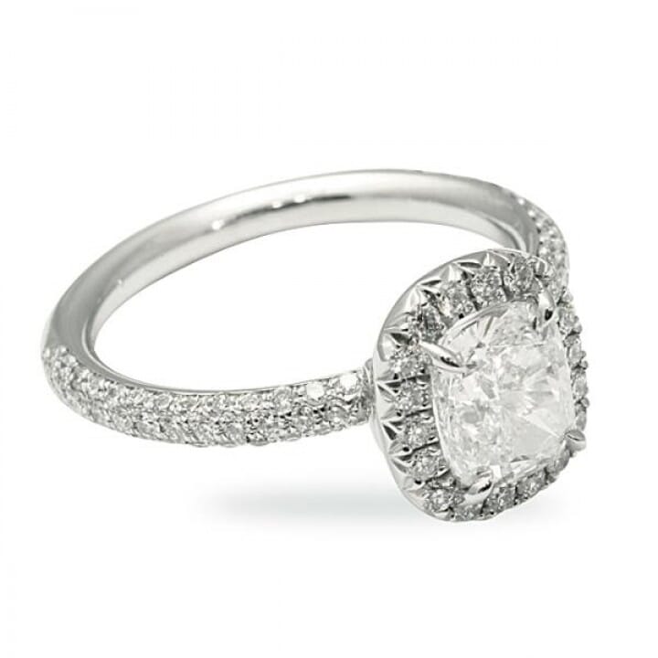 1.30 ct Cushion Cut Diamond Platinum Engagement Ring
