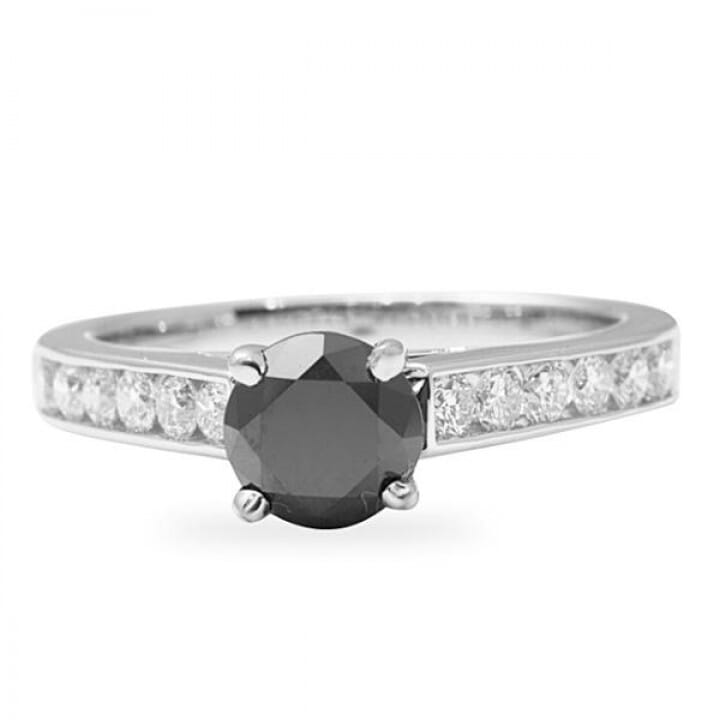 1.30 ct Black Diamond 18K White Gold Engagement Ring