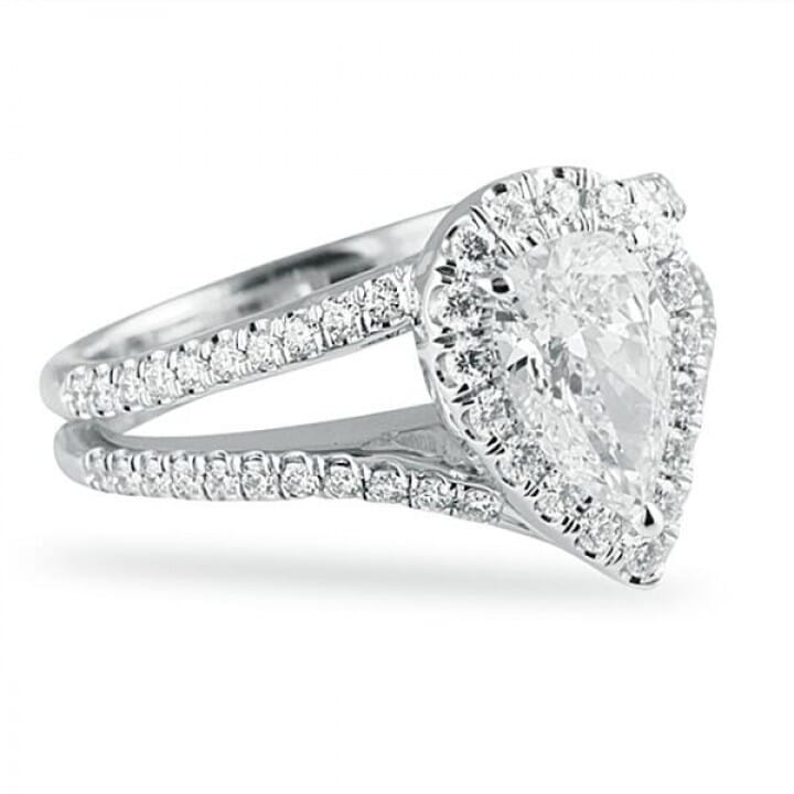 .84 carat Pear Diamond Split Band Engagement Ring