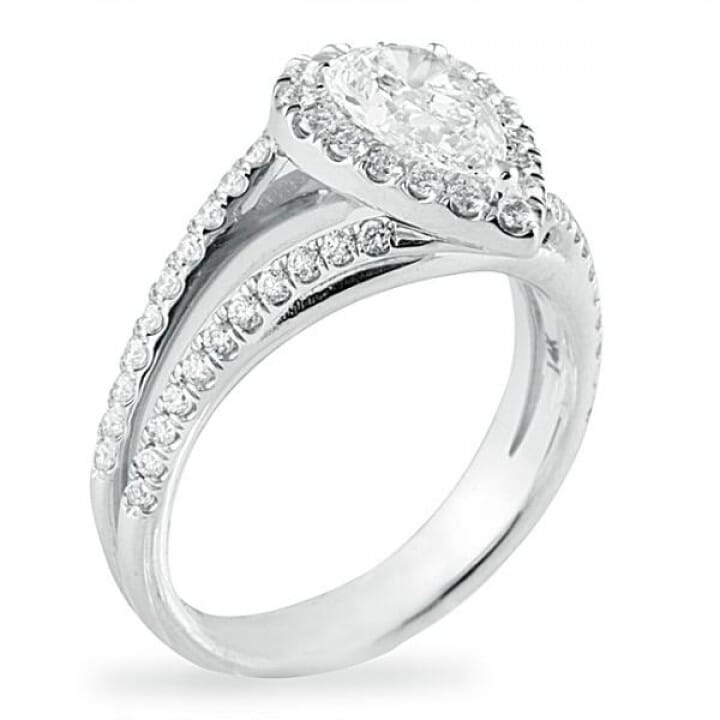 .84 carat Pear Diamond Split Band Engagement Ring