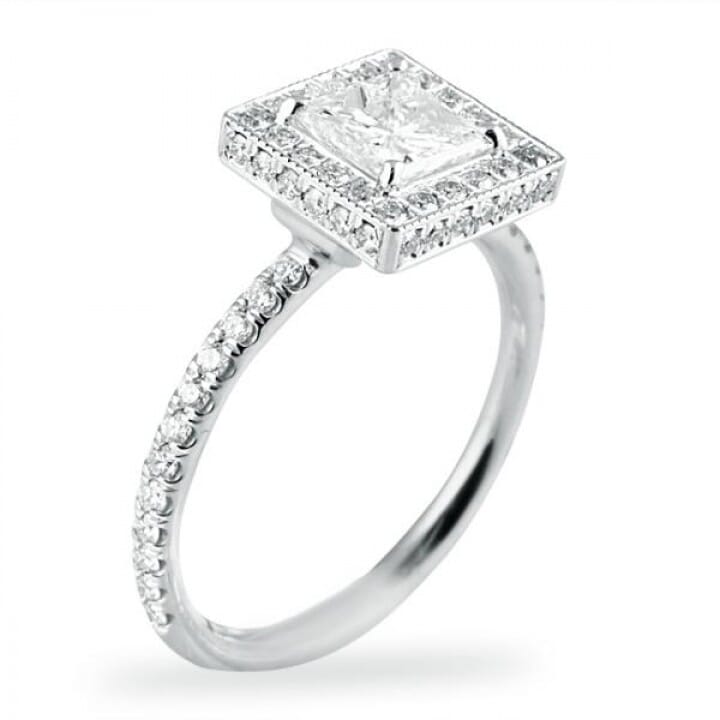 .70 carat Princess Cut Diamond Halo Engagement Ring