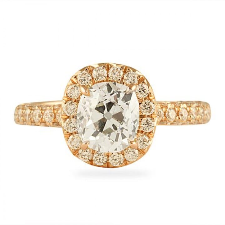 1.19 carat Antique Cushion Rose Gold Engagement Ring
