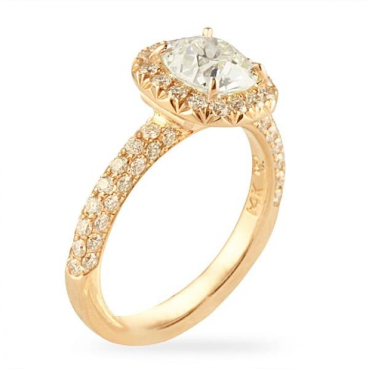 1.19 carat Antique Cushion Rose Gold Engagement Ring