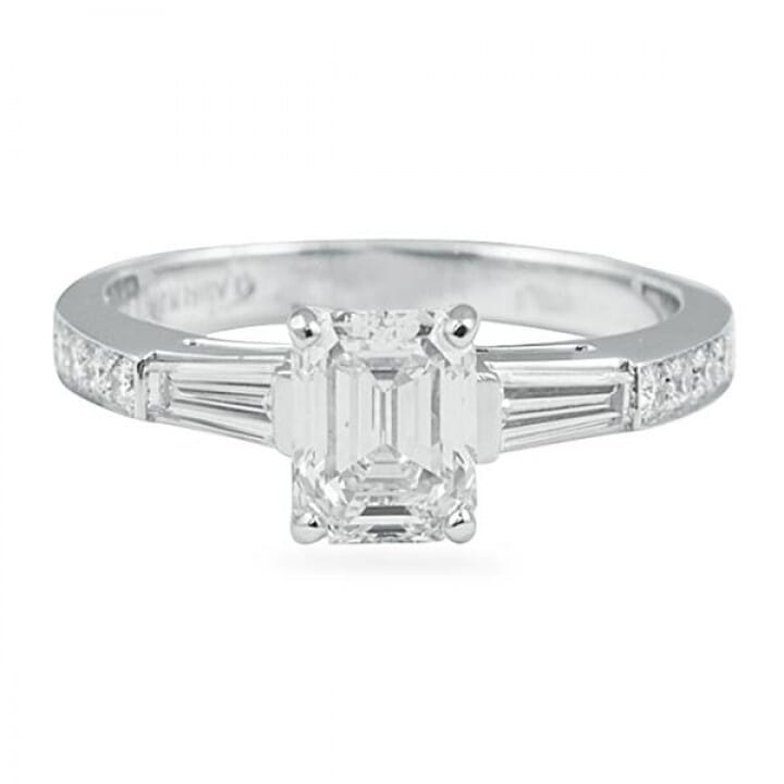 1.12 carat Emerald Cut Diamond Three-Stone Engagement Ring