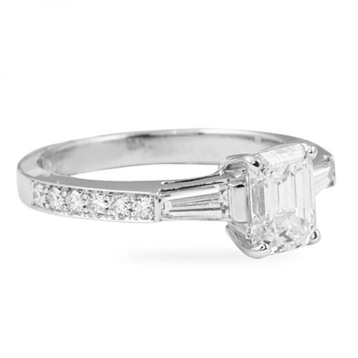 1.12 carat Emerald Cut Diamond Three-Stone Engagement Ring