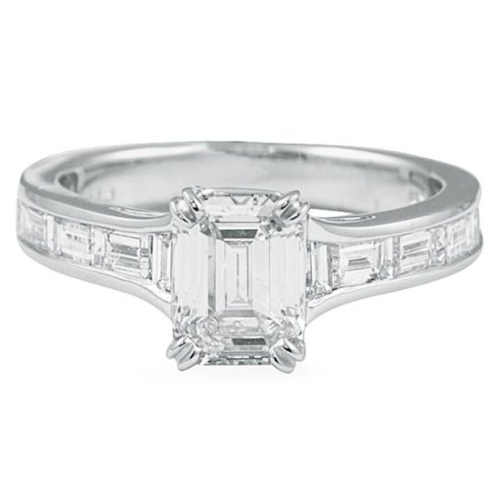 1.16 carat Emerald Cut Diamond Platinum Engagement Ring