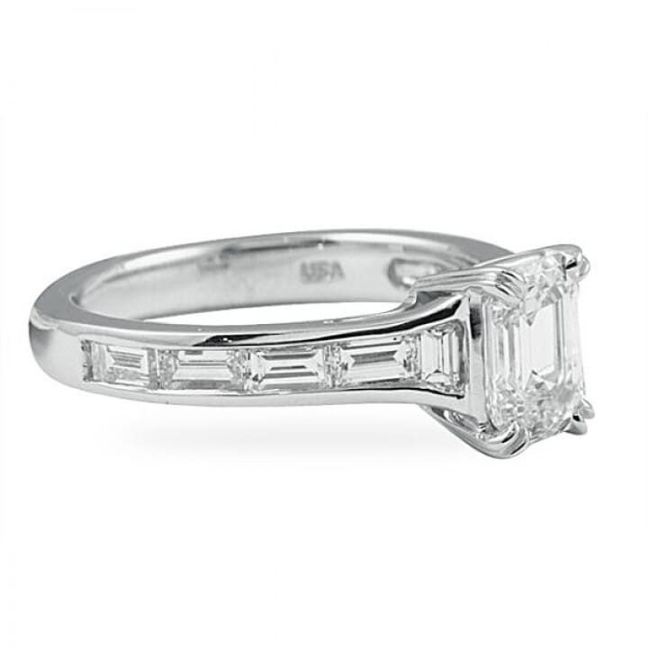 1.16 carat Emerald Cut Diamond Platinum Engagement Ring