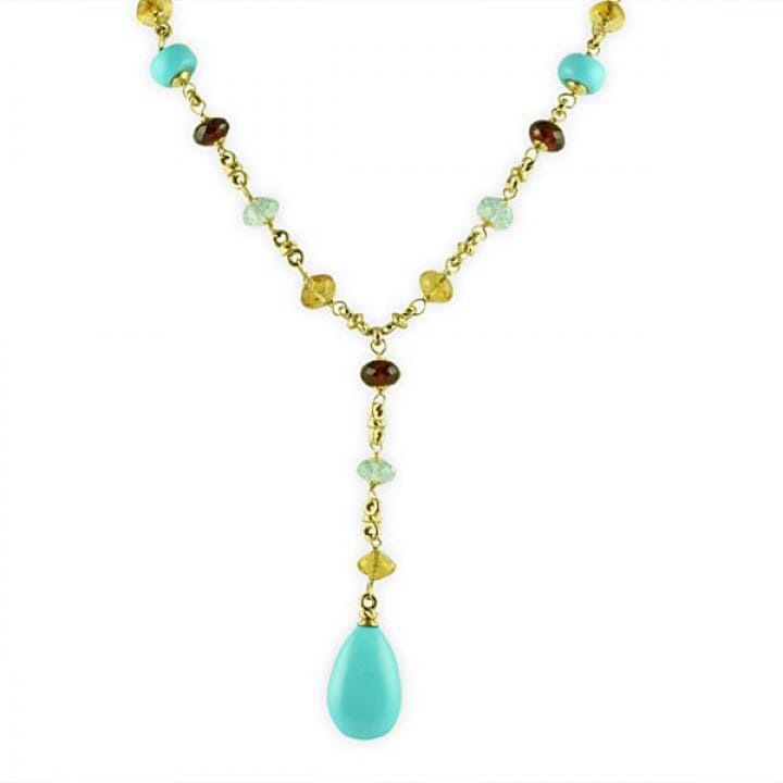 TURQUOISE 14K YELLOW GOLD NECKLACE