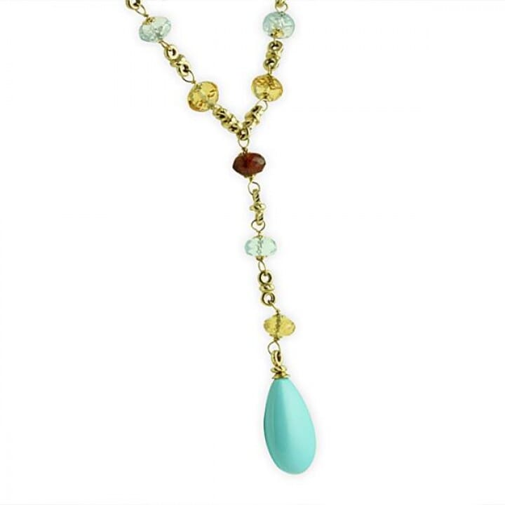 TURQUOISE 14K YELLOW GOLD NECKLACE