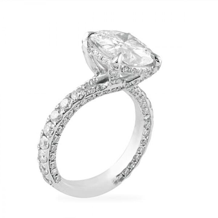 3.01 carat Cushion Diamond Three-Row Engagement Ring