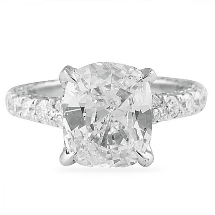 3.01 carat Cushion Diamond Three-Row Engagement Ring