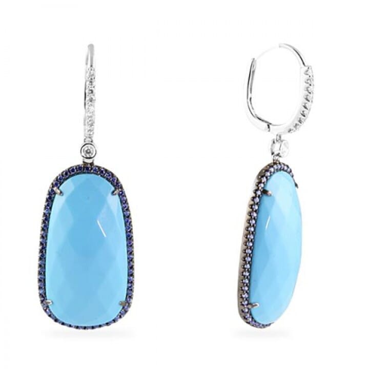 TURQUOISE AND SAPPHIRE 18K GOLD EARRINGS