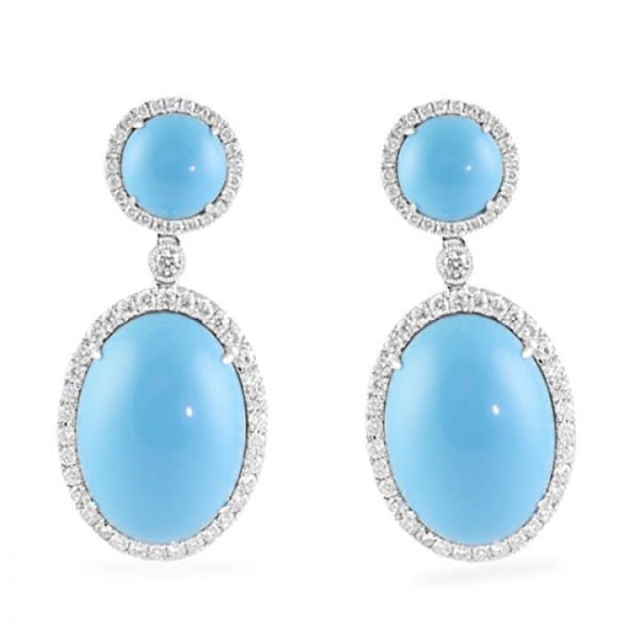 Turquoise And Diamond 18K White Gold Earrings